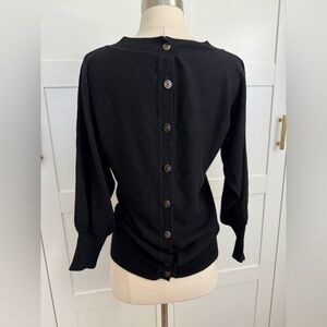 KNITWIT cashmere silk long line soft black v neck button back cardigan sweater